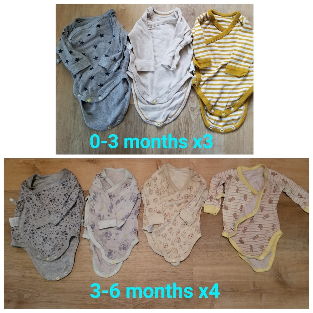 Uniqlo baby open breasted body suits (lot of 7)